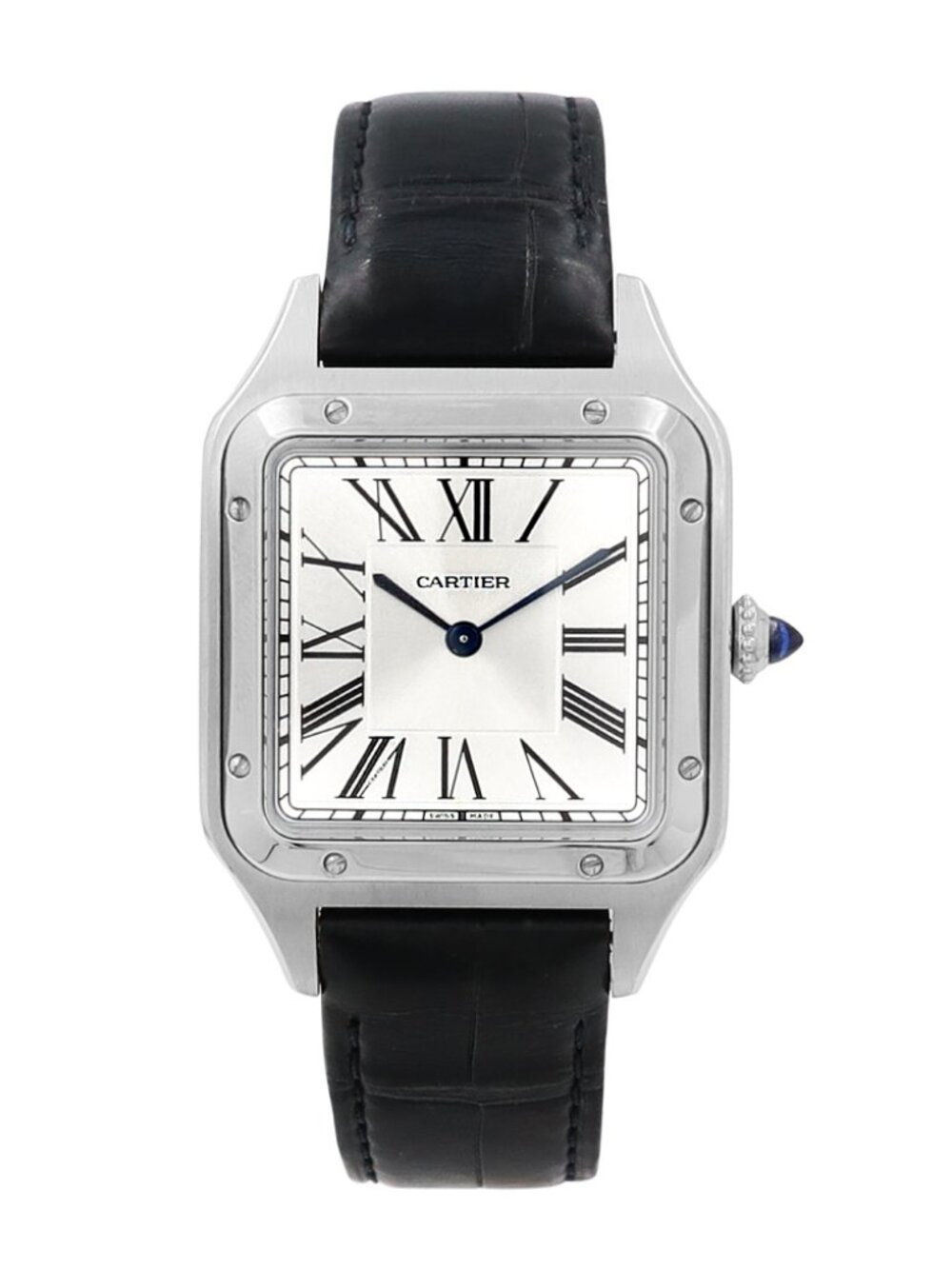 Cartier Large Santos Dumont Watch Stainless Steel Silver Roman - Picture 2 of 6